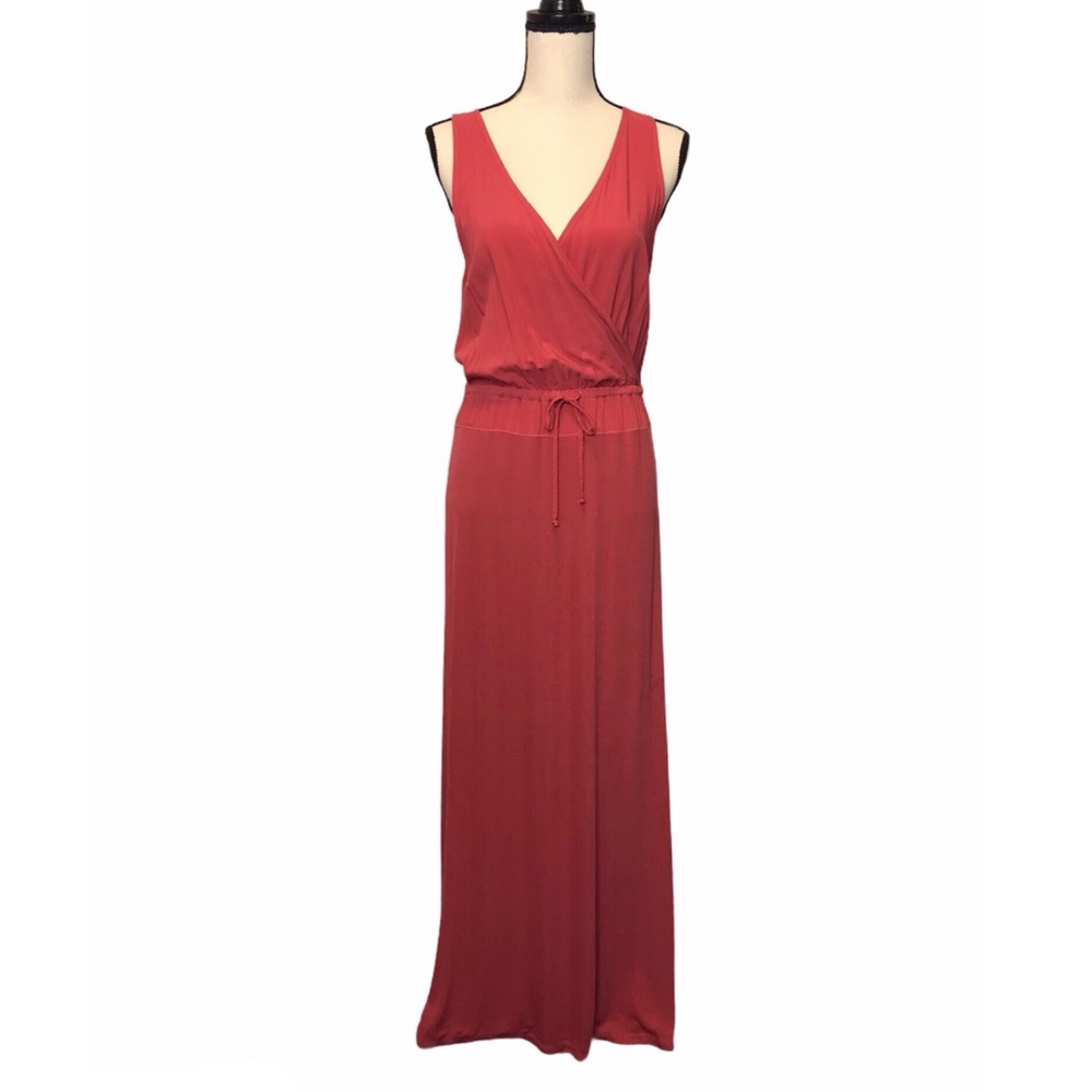 Splendid Coral Front Tie Maxi Dress Size Medium